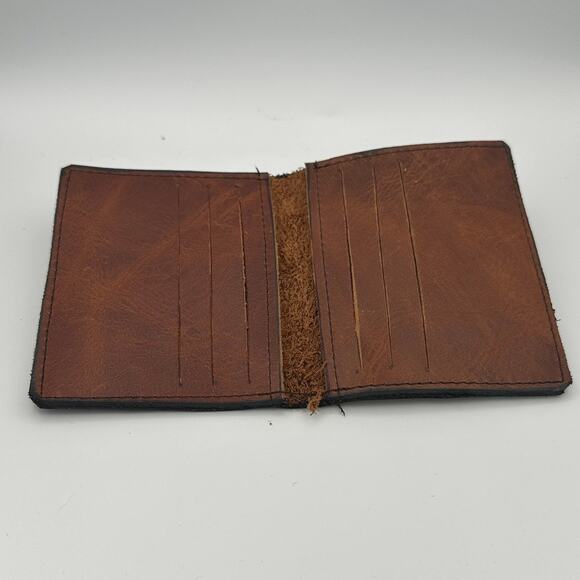 Oaxaca Mexico Handmade Brown Leather Unisex Slim Wallet - Picture 4 of 8